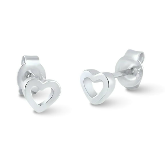SilverCloseOut Sterling Silver Dainty Heart Earrings for Women