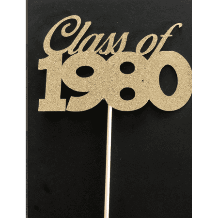 100PC Class of 1980 Cake or Centerpiece Topper Pick for 40th Class Reunions, Parties Variety of Colors 80s