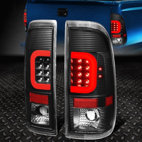 Nuvision LED Red C-Shape Tail Light Brake Lamp for 90-97 Ford F150 / Super Duty, Black