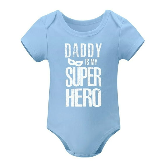 Daddy Is My Superhero - Baby Clothes - Funny Newborn Bodysuit Outfits for Boys And Girls Sky Blue-style 9months