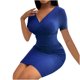 thumbnail image 4 of Vestido sexy de mujer con cuello en V Sólido Draw Back Manga corta Vestido de glúteos Fridja qw6116, 4 of 8