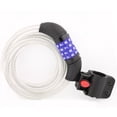 thumbnail image 3 of Wideskall 72" inch Extra Long Heavy Duty 12mm Cable Self Coiling 4-digit Combination Bicycle Bike Lock with Mount (Clear), 3 of 6