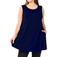 thumbnail image 1 of Timegard Camisoles pour Femmes Grande Taille Col Rond Sans Manches Blouse Ample d'Été Décontractée avec Poches, 1 of 6