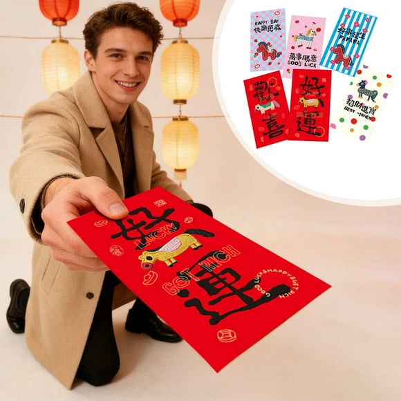 2026 Year of the Red Envelopes, EDHITNR Thickened Three-Dimensional Red Bags with Gold Accents, Classic Style Festive Embossed Hong Bao for Spring Festival Gifting Weddings Family Celebrations