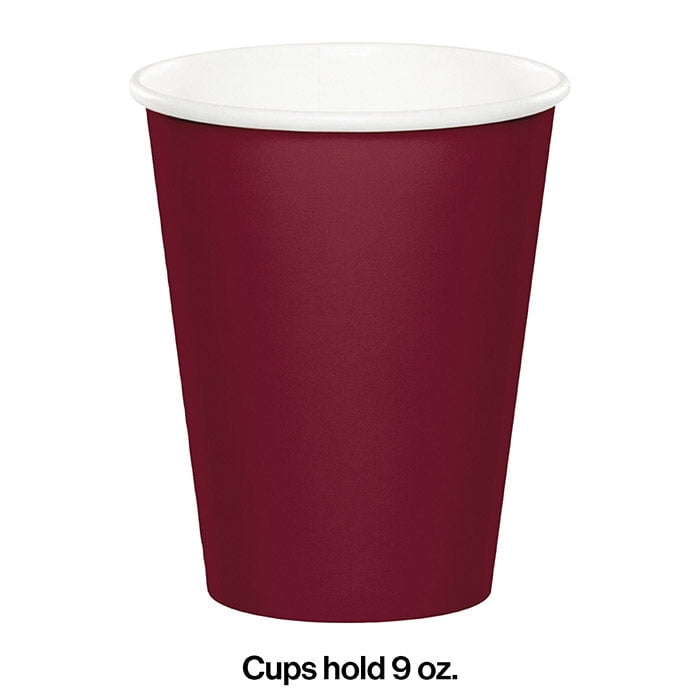 240/Case Bulk Burgundy 9 oz Hot & Cold Cups