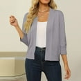 thumbnail image 2 of Mohiass Women's 3/4 Sleeve Cropped Cardigan Sweater Open Front Short Shrugs Cardigans Lightweight Sweaters Gray XL, 2 of 6