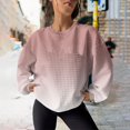 thumbnail image 2 of Besolor Chandail en Molleton Tricoté pour Femmes Mode Automne Col Rond Dégradé Chandail Chemises Manches Longues, 2 of 7