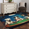 thumbnail image 3 of Abstract Animal Washable Area Rug 4x6 111 Dog Playing Poker Game Chips Blue Room Funny Low-Profile Large Area Rugs with Non Slip Backing Indoor Floor Carpet for Entrance Living Room Bedroom Office, 3 of 9