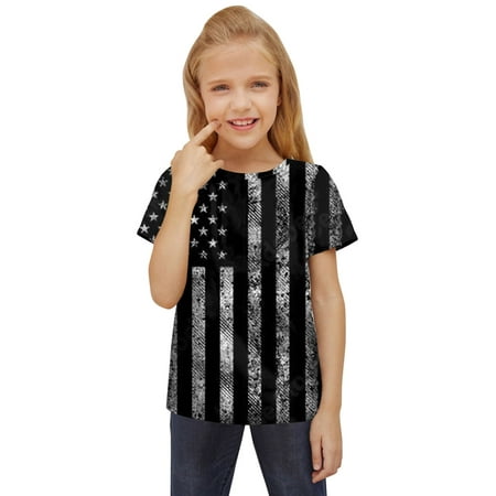 

KI-8jcuD Puff Sleeve Top For Toddler Girls Independence Day For Children Toddler 4Th Of July 3D Graphic Printed Tees Boys Girls Novelty Short Sleeve T Shirts Unisex Casual Tops Girls Short Sleeve Ki