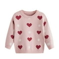 thumbnail image 2 of Bnwani Girls Sweater Fashion Knitted Cotton Crew Neck Casual Heart Printed Sweater Pink, 2 of 3