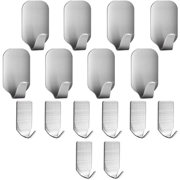 Naiovety Paquete de 16 colgadores de pared, bufanda colgante, gancho de cocina para baño, organizador autoadhesivo de acero inoxidable, soporte Almacenamiento y organización del hogar