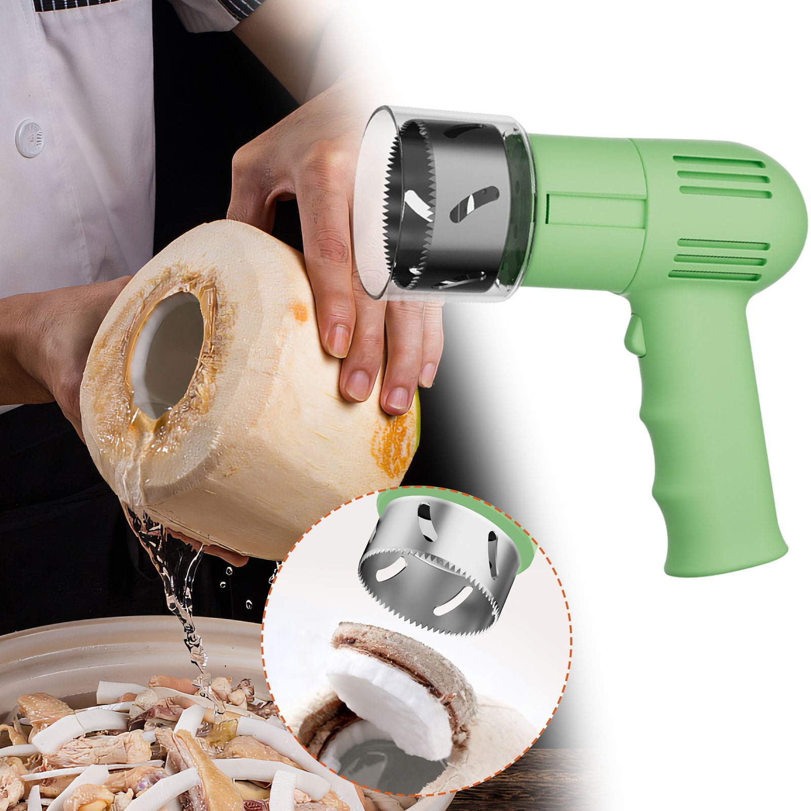 Rkxzt Manual Can Openers Coconut Opener Coconut Opener Tool Stainless Steel Easy Bottle Opener Kitchen Tool for Coconut Water Access Green Plastic