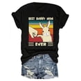 thumbnail image 2 of Camiseta informal de cuello redondo para mujer, 100 % algodón, largo regular, con estampado "Best Bunny Mom Ever", para primavera/verano, ideal para amantes de las mascotas | Top con estampado vibrant, 2 of 6