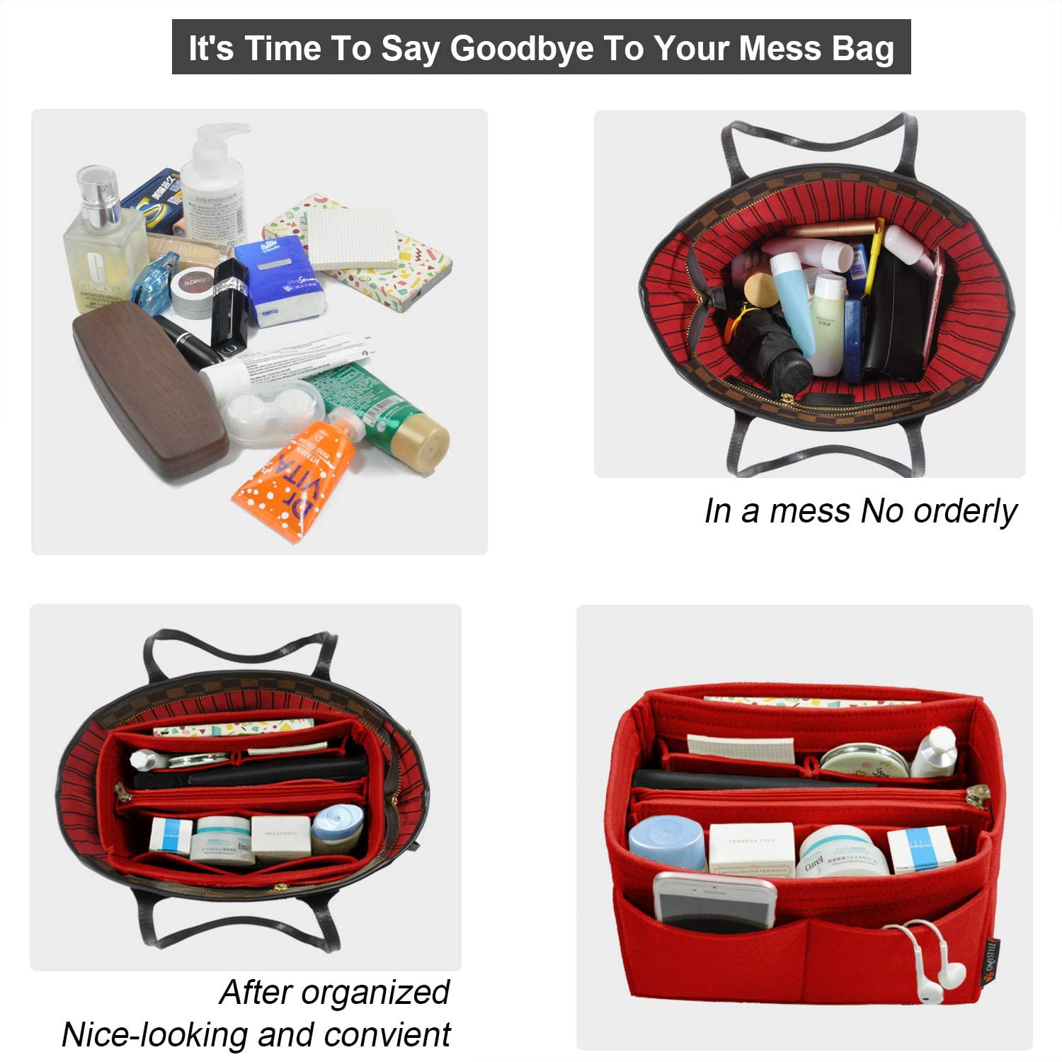 Felt Handbag Insert - 2 in 1 Sturdy Purse Insert Organizer Bag in Bag -  Walmart.ca