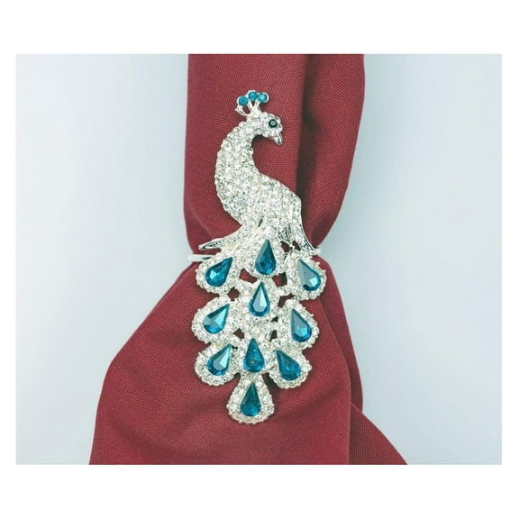 Peacock Napkin Rings for Christmas, Holidays, Dinners, Parties - Set of 4 Napkin Holders