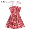 thumbnail image 1 of ZAFUL for Women's Daily Cami Tiny Floral Mini Dress Red L, 1 of 6
