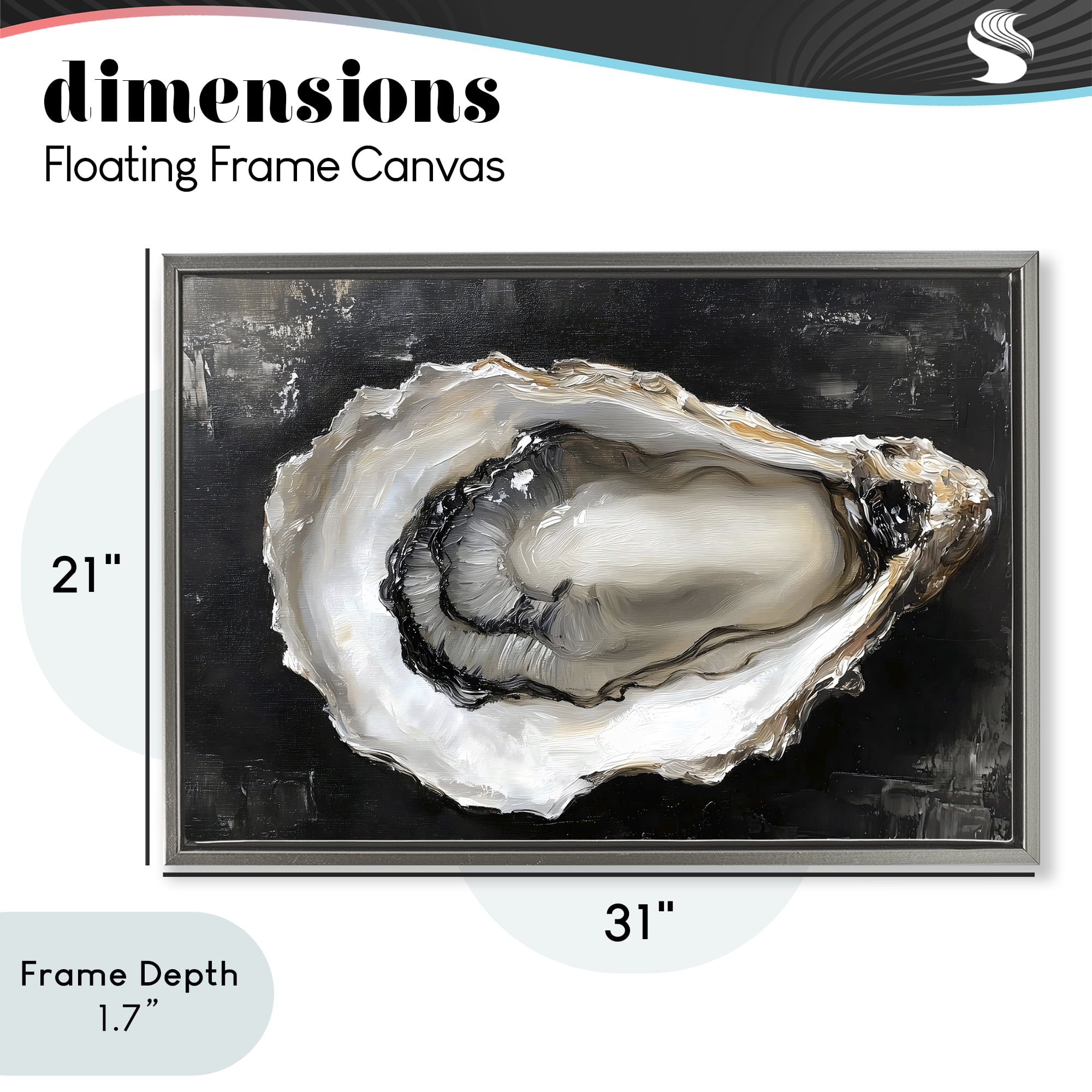 Stupell Industries Black Oyster Pearlescent Shell Gray Framed Floater Canvas Wall Art, design by LSR Design Studio