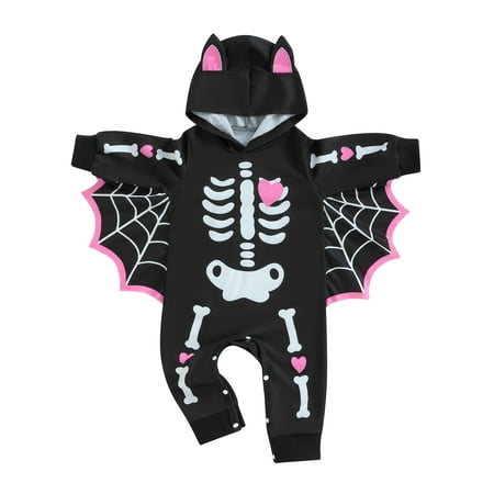 

Newborn Baby Boy Girl Halloween Cosplay Bat Outfit Hooded Romper Jumpsuit My First Halloween Infant Boy Hooded Playsuit