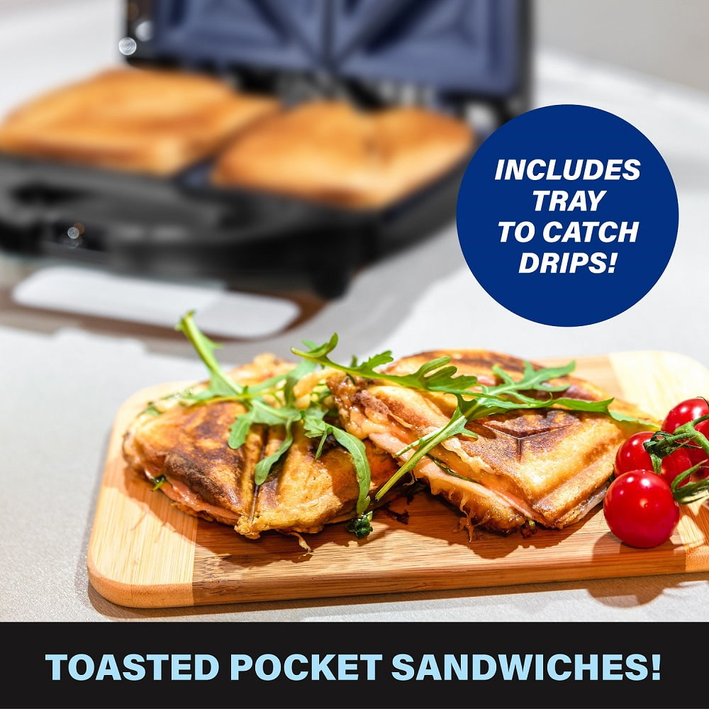 Granitestone Diamond Blue Sandwich Maker, Toaster and Electric Panini Grill with Ultra Nonstick Copper Surface Makes 2 Sandwiches in Minutes, Easy Clean up
