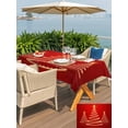 thumbnail image 4 of Outdoor Tablecloth with Umbrella Hole and Zipper, Christmas Shinny Tree Rectangle Table Cloth 60x102 Inch Waterproof Tablecloth, Xmas Light Stars Abstract Red Picnic Table Cover for Patio Camping, 4 of 7