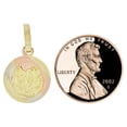 thumbnail image 4 of 14k Tricolor Gold, Small Baptism Christening Religious Pendant Round Charm 13mm with 16" Dainty Neck Chain, 4 of 7