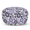thumbnail image 1 of Purple and Black Pouf Cover with Zipper, Scattered Round Big and Small with Mandala Inspired Design, Soft Decorative Fabric Unstuffed Case, 30" W X 17.3" L, Violet Black White, by Ambesonne, 1 of 5