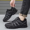 thumbnail image 6 of Mens Outdoor Hiking Shoes, Breathable Mesh PU Faux Leather Upper, Non Slip Rubber Sole, Lightweight Shock Absorbing Trail Sneakers for Men Black,Size 6.5, 6 of 9