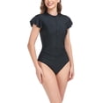thumbnail image 3 of Gibobby Trajes de Natación para Mujer Traje de baño con volantes de un hombro unido Traje de baño de dama sexy europea y americana de color sólido(Negro,M), 3 of 5