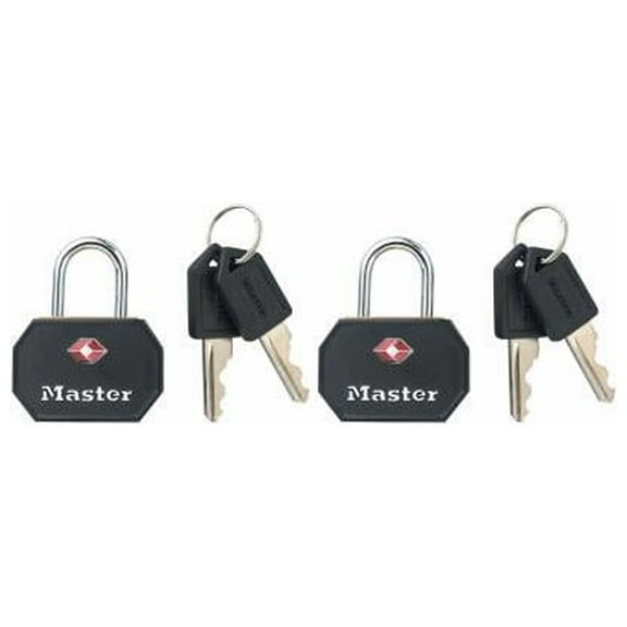 Master Lock 4681TBLK 2-Pack 1-1/4 In. Black Keyed-Alike Luggage Lock - Quantity 4