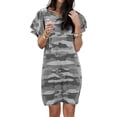 thumbnail image 4 of Vestido de mujer Camiseta larga con estampado de camuflaje Vestido suelto de manga corta, Gris, 4XL sidaley AP002154-31, 4 of 6