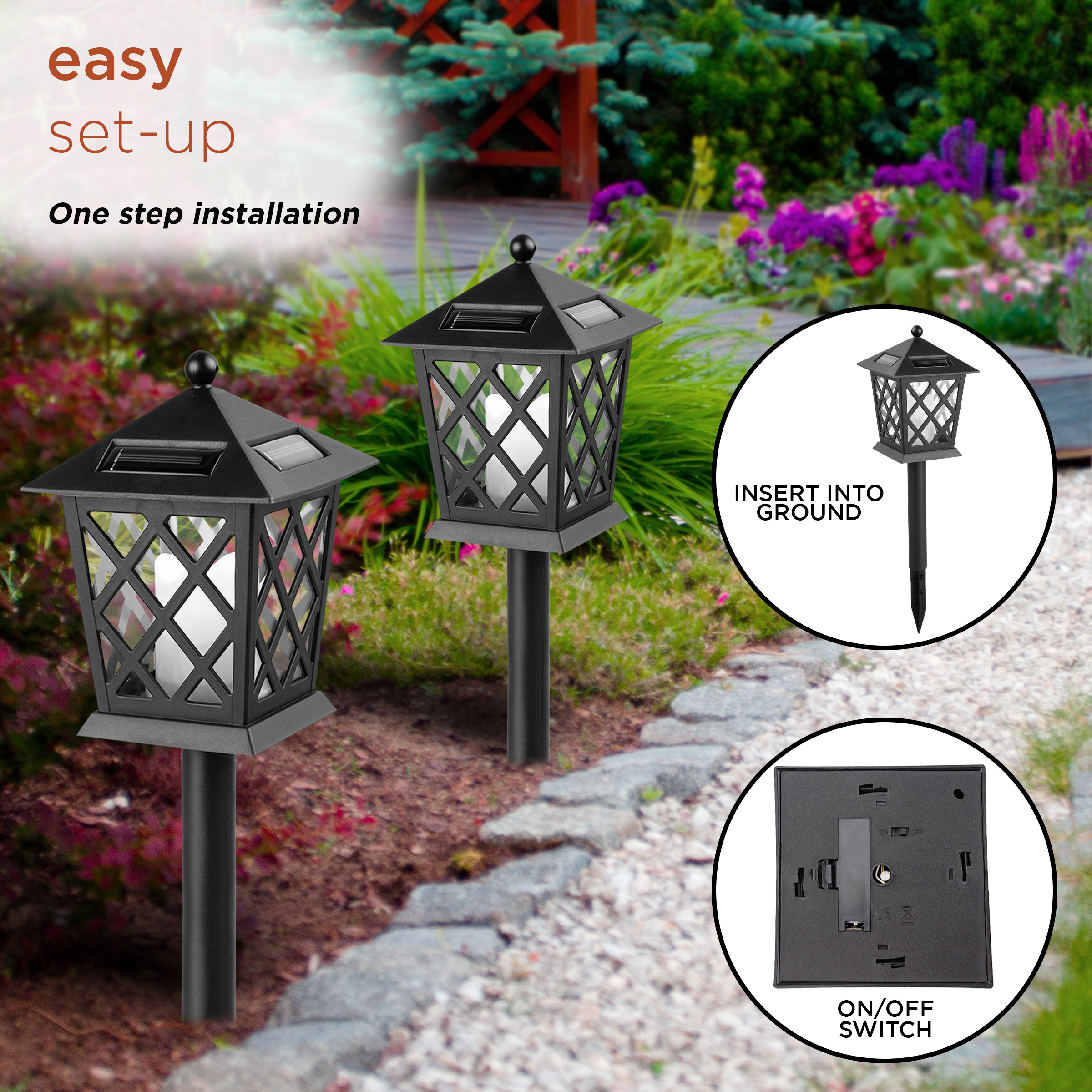 Alpine Corporation 16" Outdoor Metal Solar LED Light Pathway Stakes, Set of 4, Black