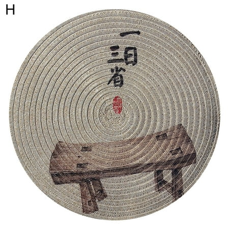 

Meizhencang Placemat Round Lotus Pattern PVC Decorative Versatile Table Mat for Home