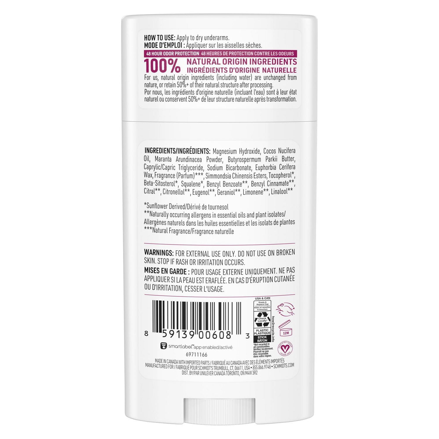 Désodorisant d'Origine Naturelle Schmidt's rose & vanilla