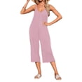 thumbnail image 4 of OutfitShow Women Summer Sleeveless Spaghetti Strap Wide Leg Romper Jumpsuit with Pockets Casual Loose Fit, 4 of 5