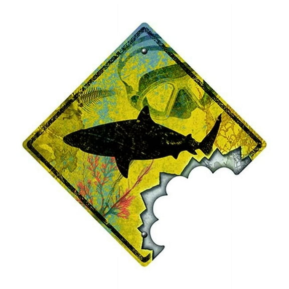 SignMission P-1212 Shark Bite Crossing 12 in. Shark Bite Crossing Novelty Sign