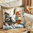 thumbnail image 5 of Cats Playing With Mobile Phone Printed Pillowcase Bedroom Living Room Sofa Decorative Cushion Cover Home Accent Pillow Flock Material 18x18 Inches, 5 of 5