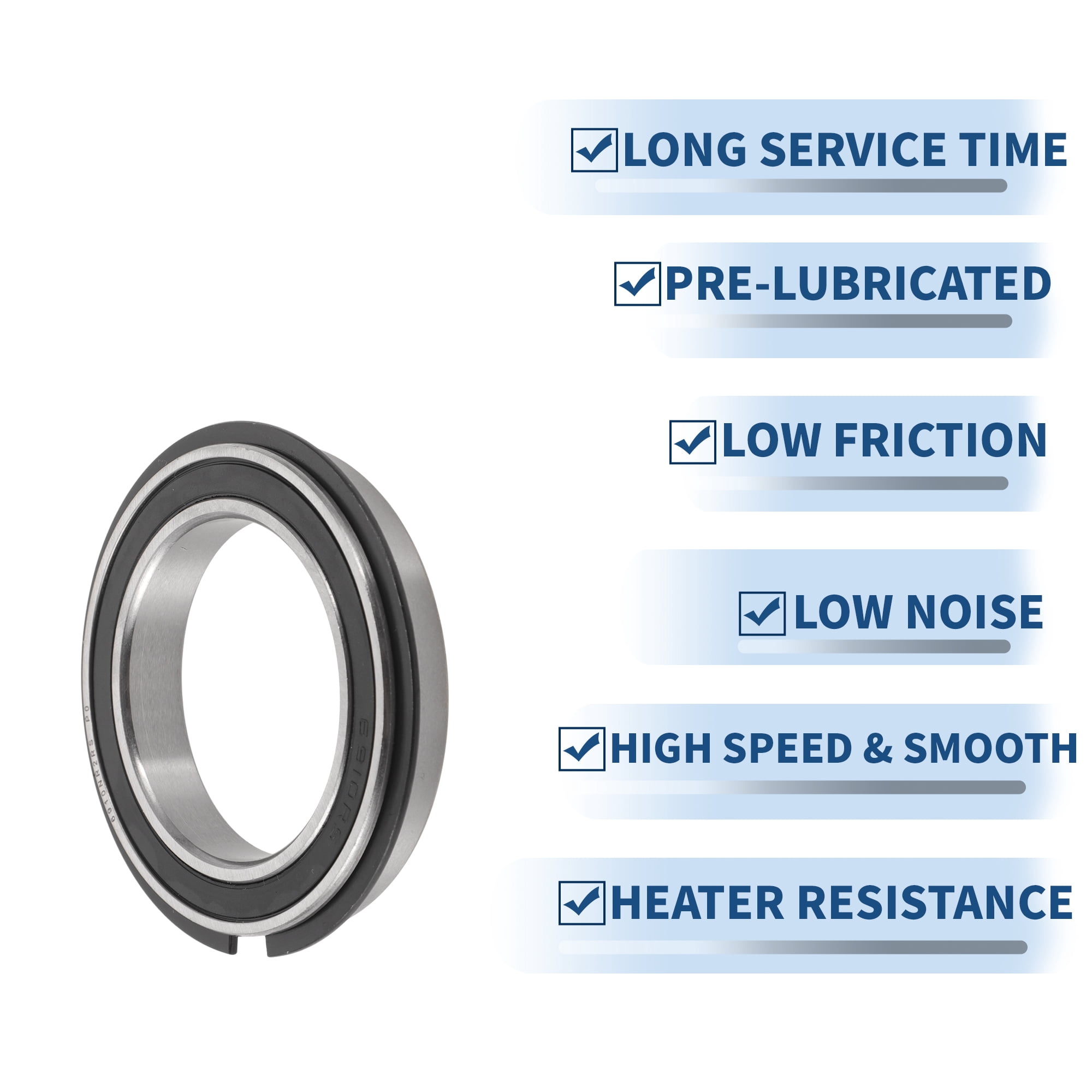 Unique Bargains 6910NR2RS Deep Groove Ball Bearings 50x72x12mm P0 Double Rubber Seal Lubricated Bearings 1 Pc Car Scooter Skateboard Wheel Universal Silver Tone Black