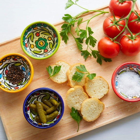 Ceramic Palestine Colorful Vine Dipping Bowl Set