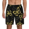 thumbnail image 3 of Uemuo Golden Glitter Butterflies Pattern Mens Swim Trunks Quick Dry Board Shorts with Mesh Lining, Stretch Beach Shorts Quick Dry No-Chafing Board Shorts-3X-Large, 3 of 9