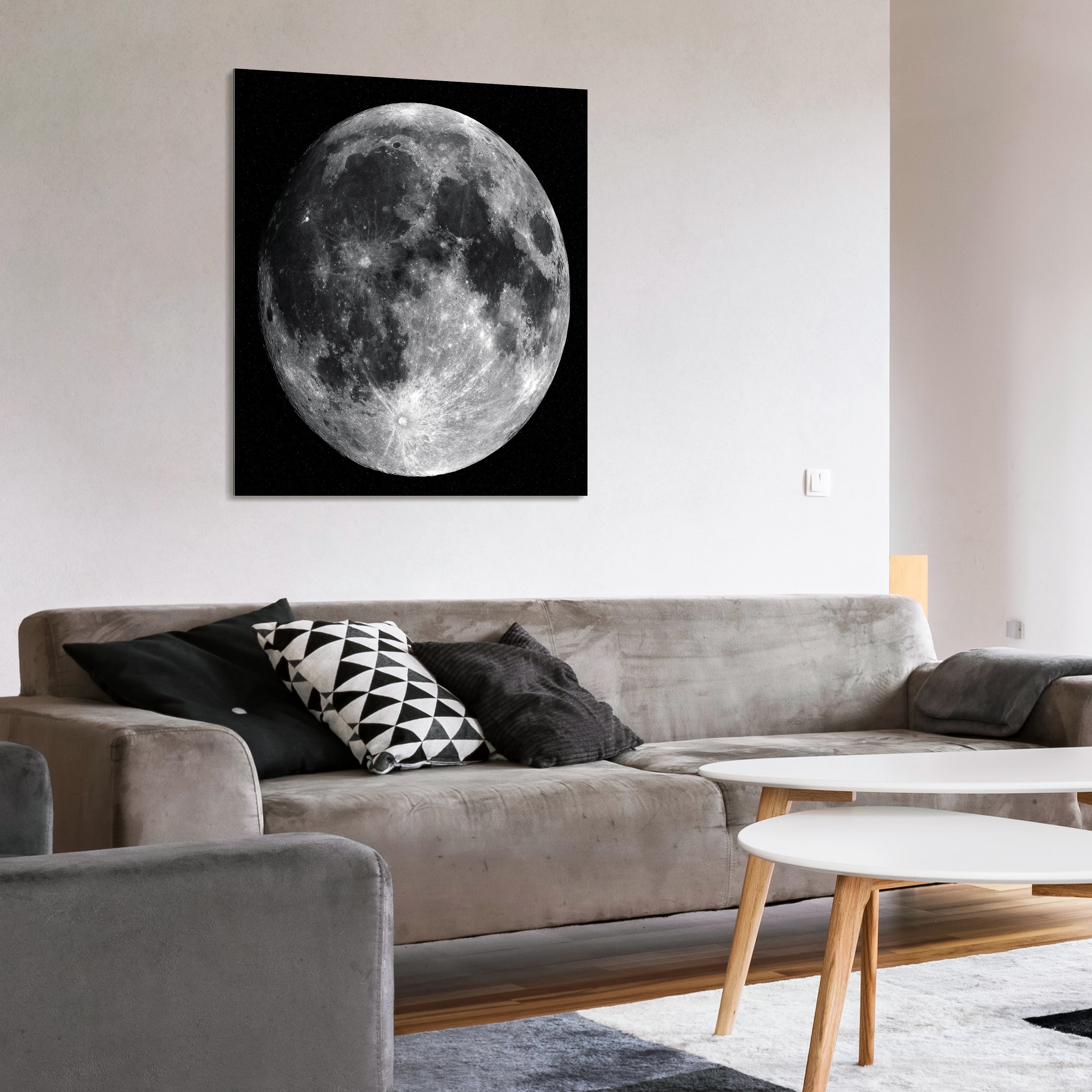 Empire Art Direct Full Moon Frameless Free Floating Tempered Glass Panel Graphic Wall Art, 40" x 40" x 0.2", Ready to Hang
