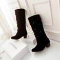 thumbnail image 5 of jsaierl Women's Rhinestone Booties Suede Stacked Mid Calf Boots - Ladies Mid Heels Chunky Knee High Boot, 5 of 9