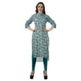 thumbnail image 2 of Moomaya Printed Indian Kurti WoMen's Cotton Tunic Mandarin Collar Knee Length Kurta, 2 of 6