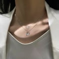 thumbnail image 3 of POINTERTECK Femmes Collier Double Couches Forme Papillon Strass Portable Dame Pendentif pour Cadeau, 3 of 10