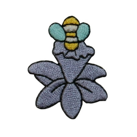 ID 6419 Bell Flower Honey Bee Patch Plant Garden Embroidered Iron On