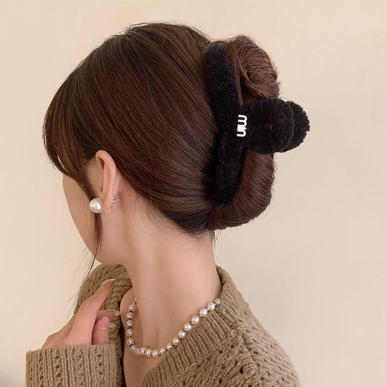 vnanda Hair Grabber Winter Plush Hair Claw Faux Fur Anti-slip