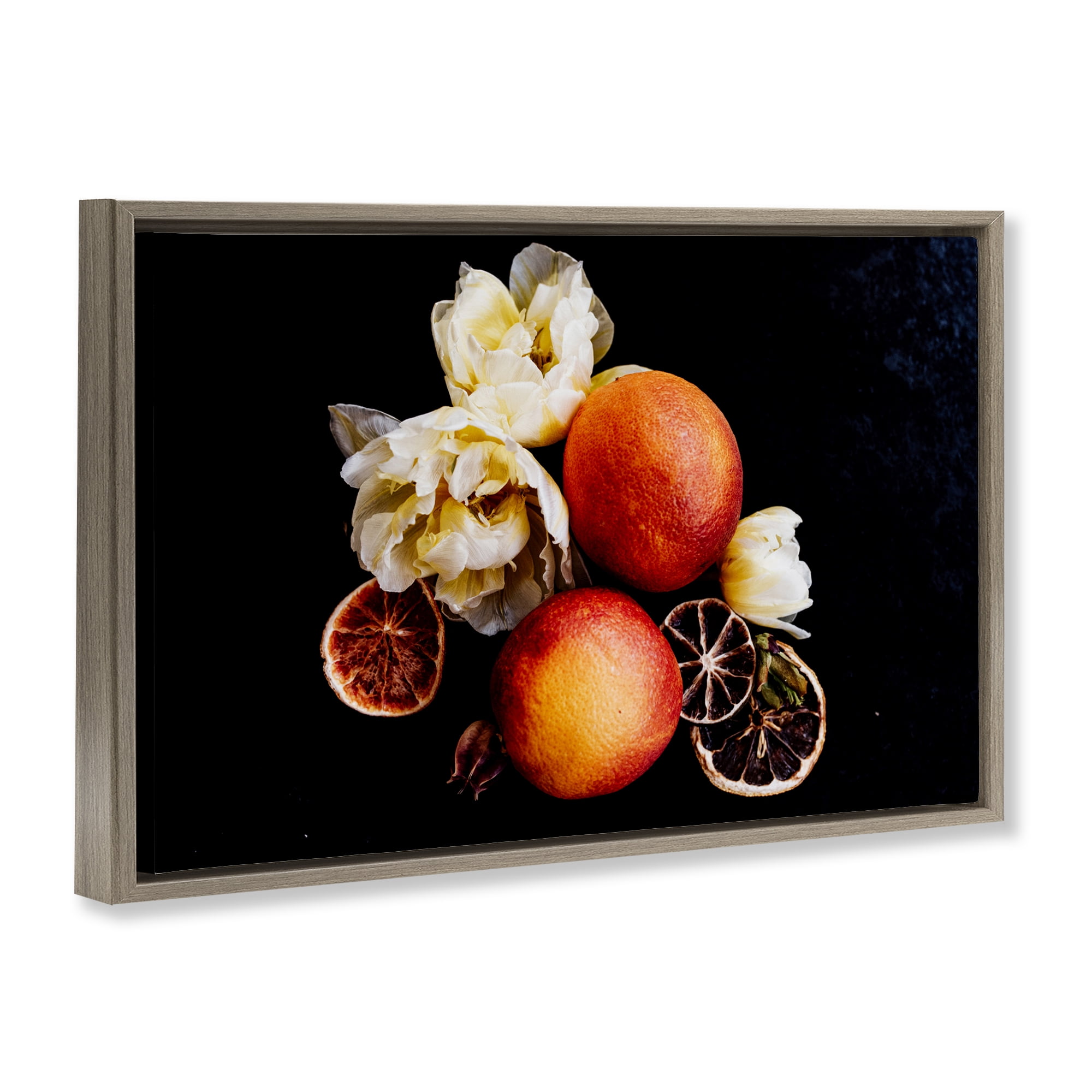 The Still Spring Fruit Brown Framed Floater Canvas Wall Art, design by Amy Carroll