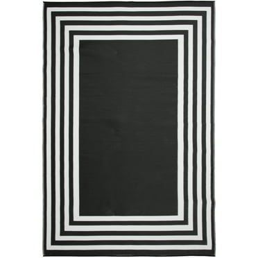 Mainstays 7'x10' Black and White Border Outdoor Plastic Rug