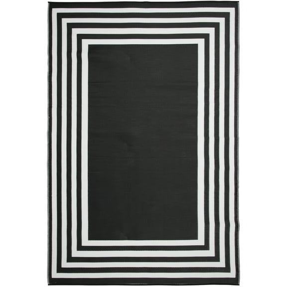 Mainstays 7'x10' Black and White Border Outdoor Plastic Rug