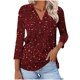 thumbnail image 1 of Camiseta de Solapa de Cuello en V de la Manga Superior de 3/4 de las Mujeres, Uso Diario Cómodo Casual, 1 of 9
