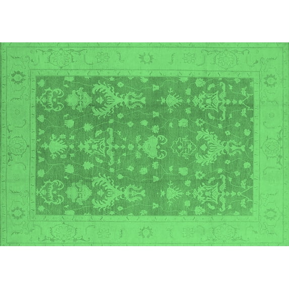 Ahgly Company Indoor Rectangle Oriental Emerald Green Traditional Area Rugs, 5' x 7'